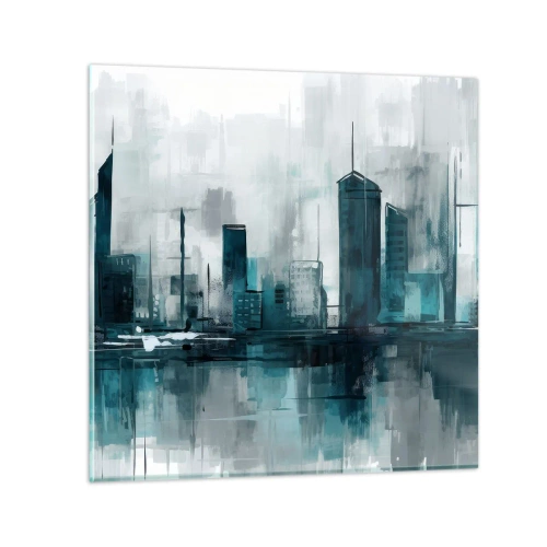 Obraz na skle - Město v barvě deště - 30x30 cm