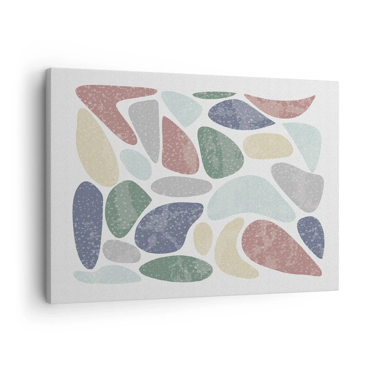 Obraz na plátně - Barevné organické tvary na bílém pozadí - 70x50cm - Mozaika práškových barev - Moderní nástěnná dekorace do obývacího pokoje a ložnice ARTTOR