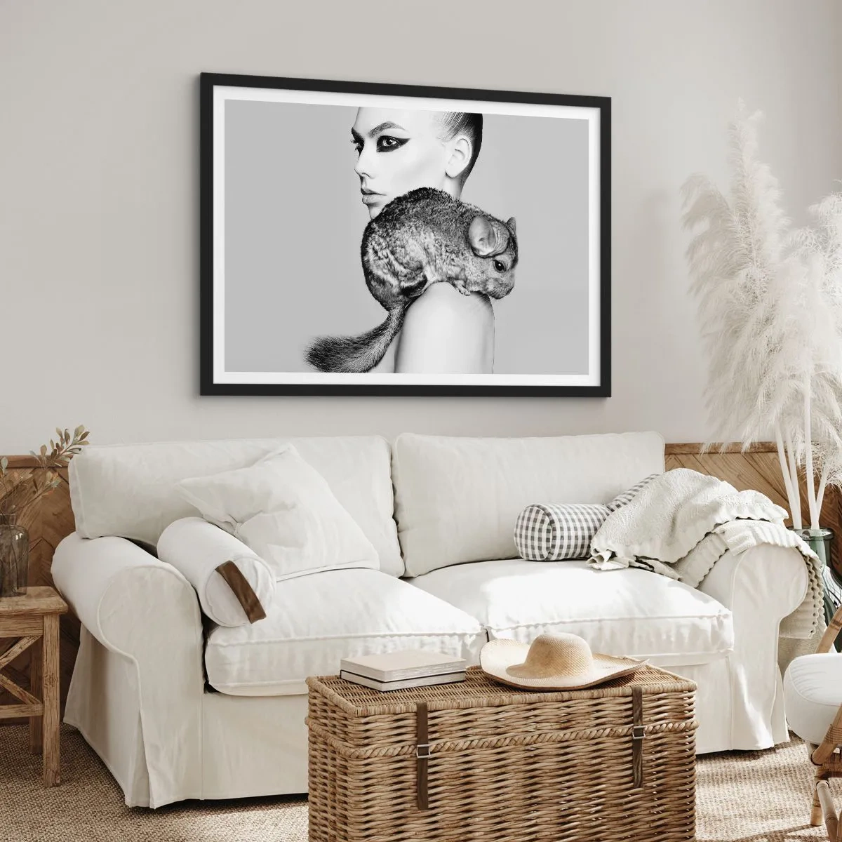 Plakát v černém rámu - Dáma s činčilou - 100x70 cm