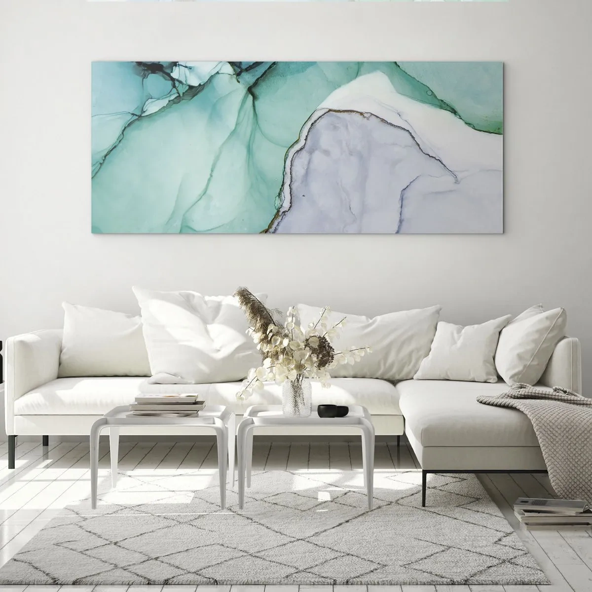 Obraz na skle - Studie v tyrkysové - 120x50 cm