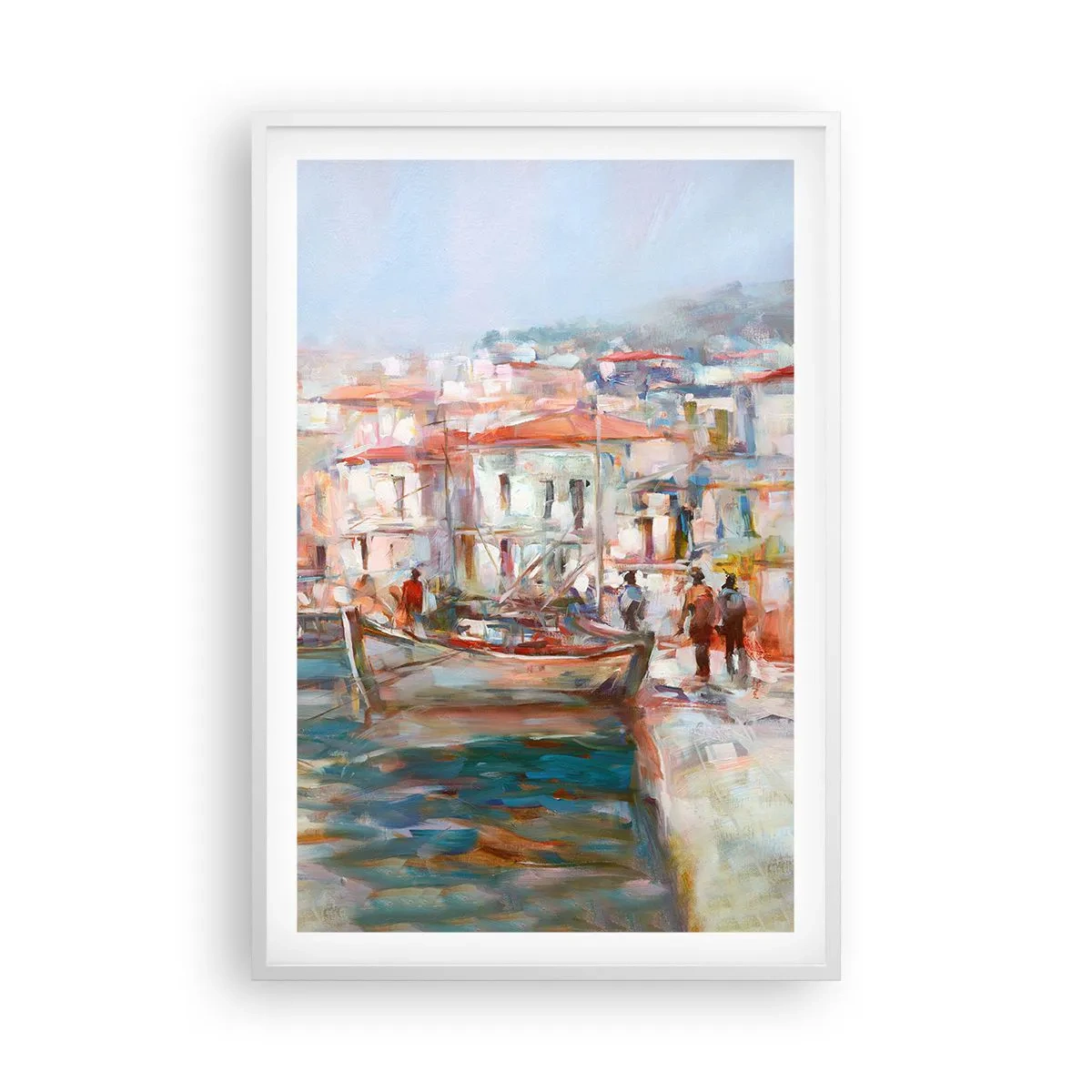 Plakát v bílém rámu - Pastelová dovolená - 61x91 cm