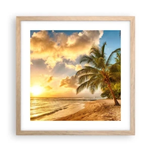 Plakát v rámu světlý dub - Věčné léto, vždy prázdniny - 40x40 cm