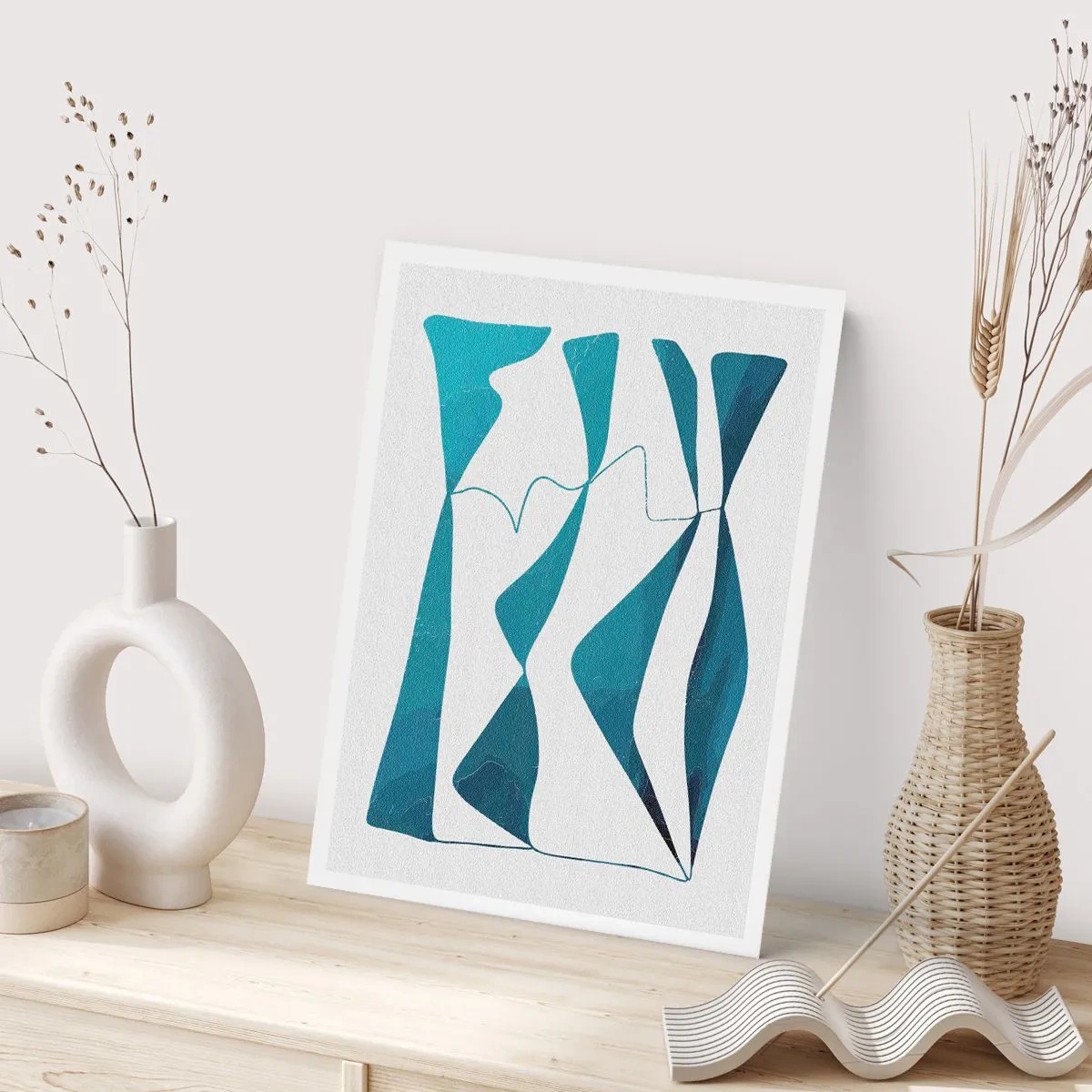 Plakát - Abstrakce: tyrkysový vztah - 50x70 cm