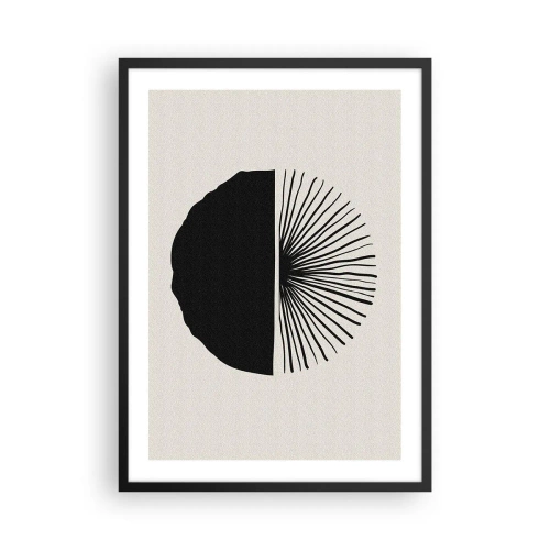 Plakát v černém rámu - Minimalistická černobílá abstrakce - 50x70cm - Řada možností - Moderní nástěnná dekorace do obývacího pokoje a ložnice ARTTOR