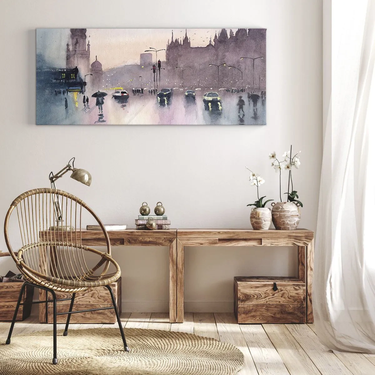 Obraz na plátně - V deštivém oparu - 100x40 cm