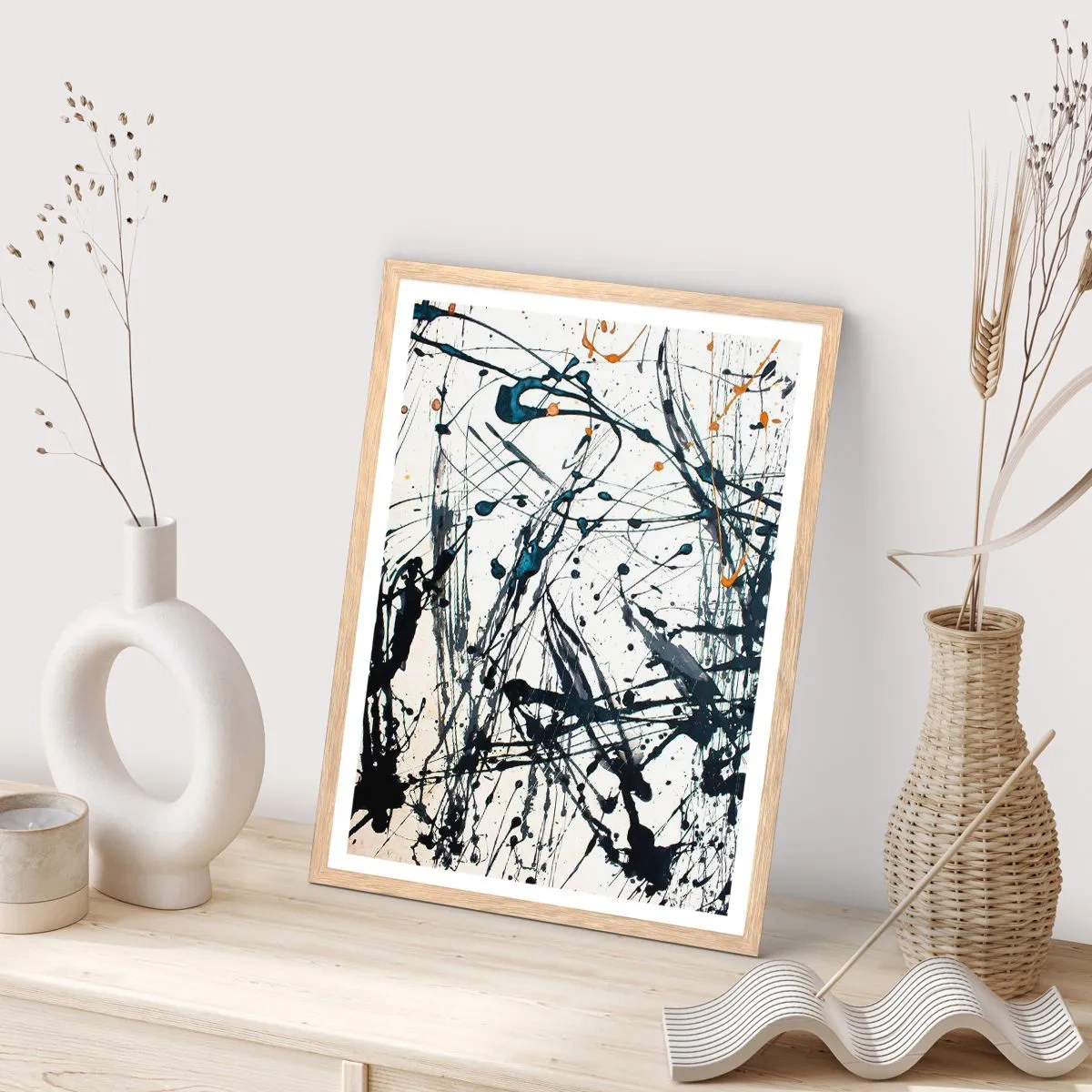 Plakát v rámu světlý dub - Expresionistická abstrakce - 61x91 cm