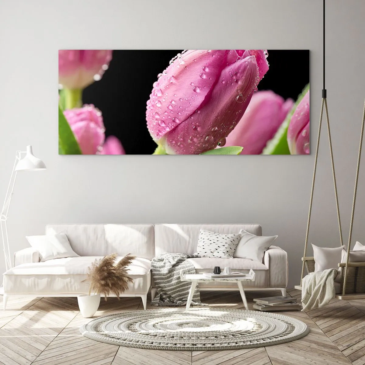 Obraz na skle - Liliový sen v rose - 90x30 cm