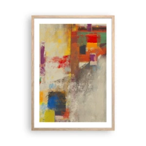 Plakát v rámu světlý dub - Geometrie barev - 50x70 cm