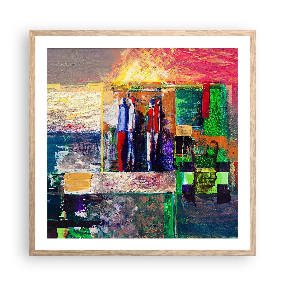 Plakát v rámu světlý dub - Vztahy a emoce - 60x60 cm