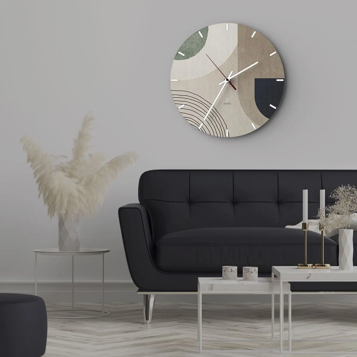 Nástěnné hodiny - Tlumené oválné tvary s oblouky a zemitými tóny - 30x30cm - Něžnost oválu - Moderní nástěnná dekorace do obývacího pokoje, kuchyně a ložnice ARTTOR