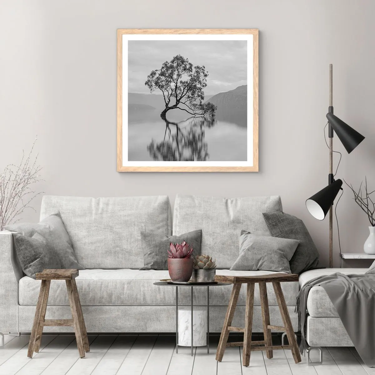 Plakát v rámu světlý dub - Existuje taková země - 50x50 cm