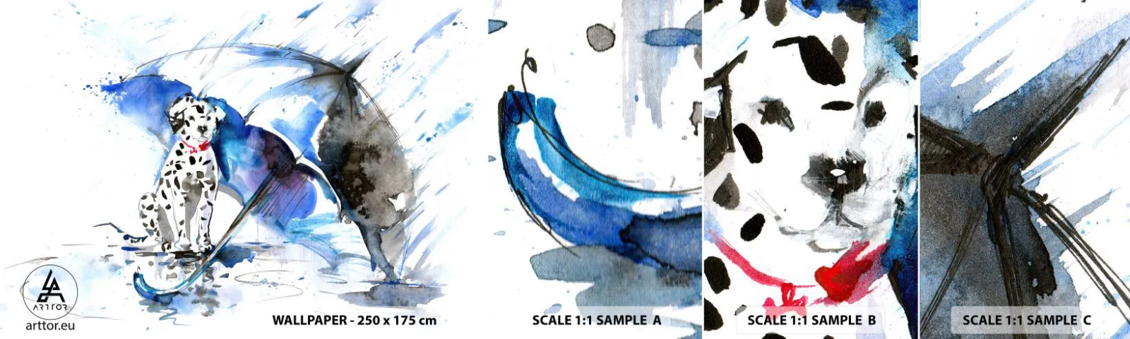 Vzor Fototapety Samolepicí Deluxe Sticker - Na to je přítel - Abstrakce, Pes, Déšť - 100x30 cm