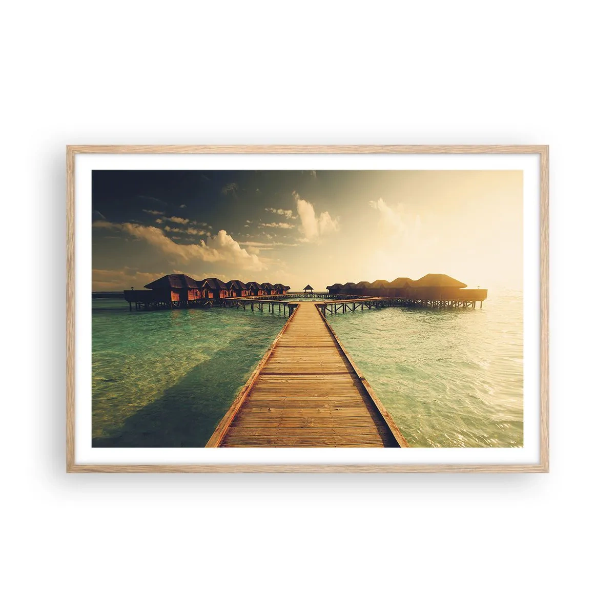 Plakát v rámu světlý dub - Vřelé pozvání - 91x61 cm