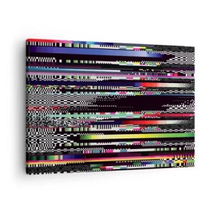 Obraz na plátně - Barevné čáry a pixely v abstraktním stylu - 70x50cm - Kontrolní obraz skutečnosti - Moderní nástěnná dekorace do obývacího pokoje a ložnice ARTTOR