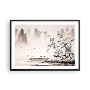 Plakát v černém rámu - Klid rýžových polí - 70x50 cm