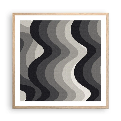 Plakát v rámu světlý dub - Vlna za vlnou - 60x60 cm