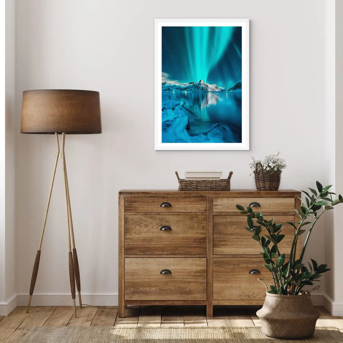 Plakát v bílém rámu - Noc plná světla - 30x40 cm