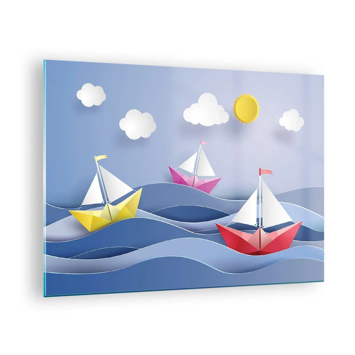 Obraz na skle - Ach, jak je hezké se houpat ve vlnách - 70x50cm - Ach, jak je příjemné houpat se na vlnách - Moderní nástěnná dekorace do obývacího pokoje a ložnice ARTTOR