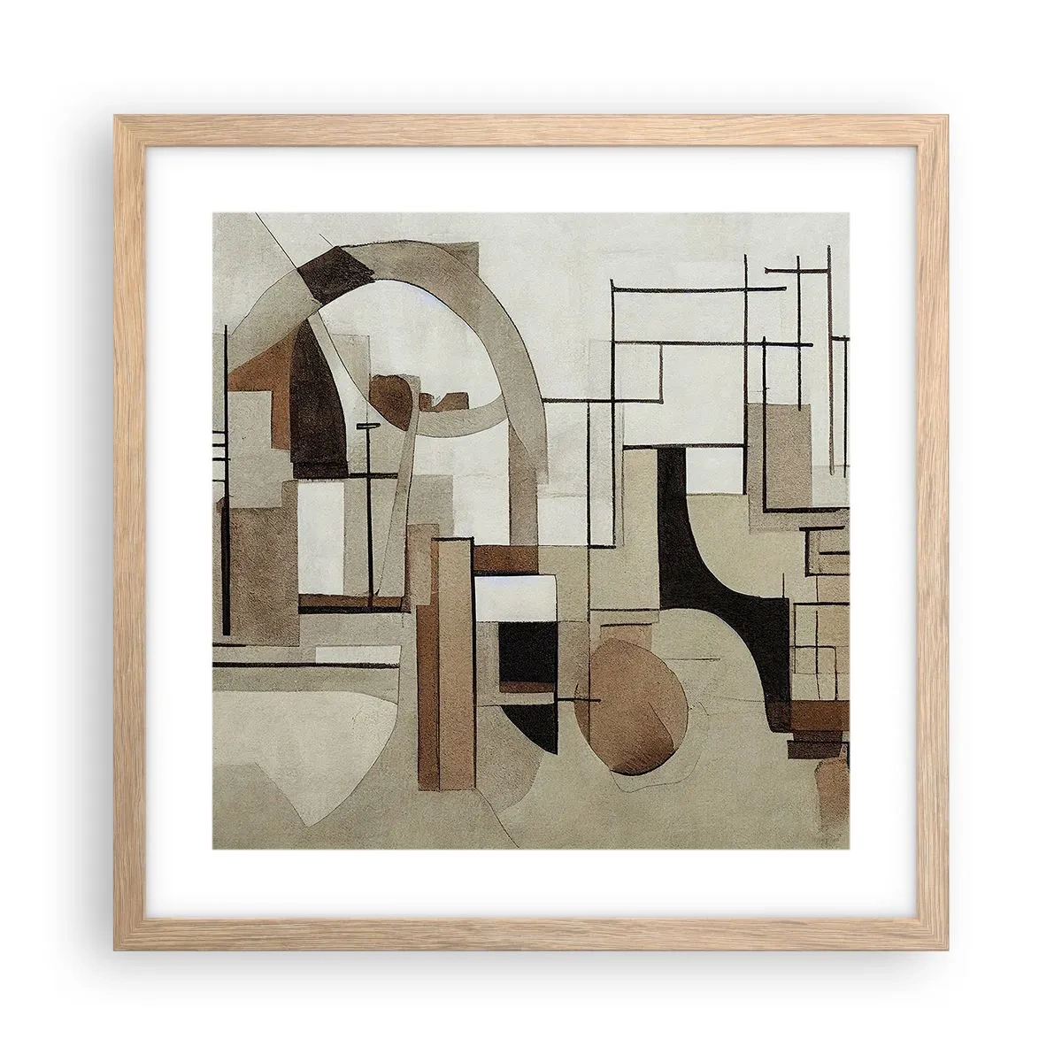 Plakát v rámu světlý dub - Městská krajina 2.0 - 40x40 cm