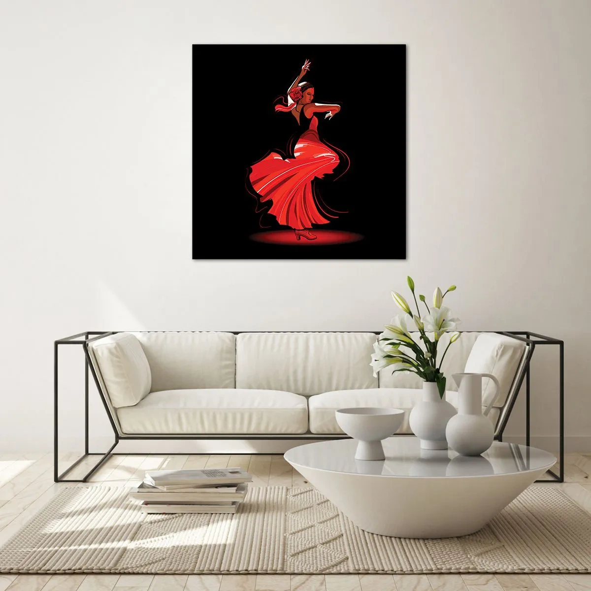 Obraz na skle - Žhavá duše flamenco - 30x30 cm