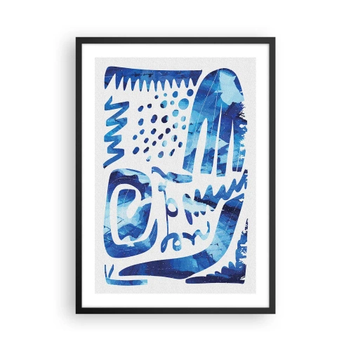 Plakát v černém rámu - Moderní abstrakce v odstínech modré - 50x70cm - Zpět ke kořenům - Moderní nástěnná dekorace do obývacího pokoje a ložnice ARTTOR