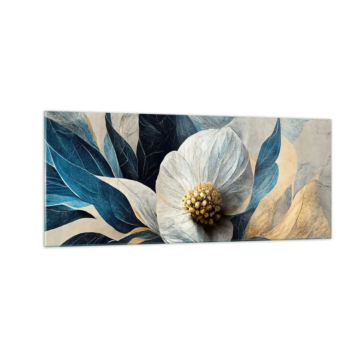 Obraz na skle - Zlaté srdce - 100x40 cm