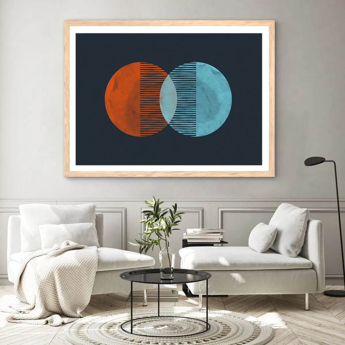 Plakát v rámu světlý dub - Astronomická fantazie - 70x50 cm