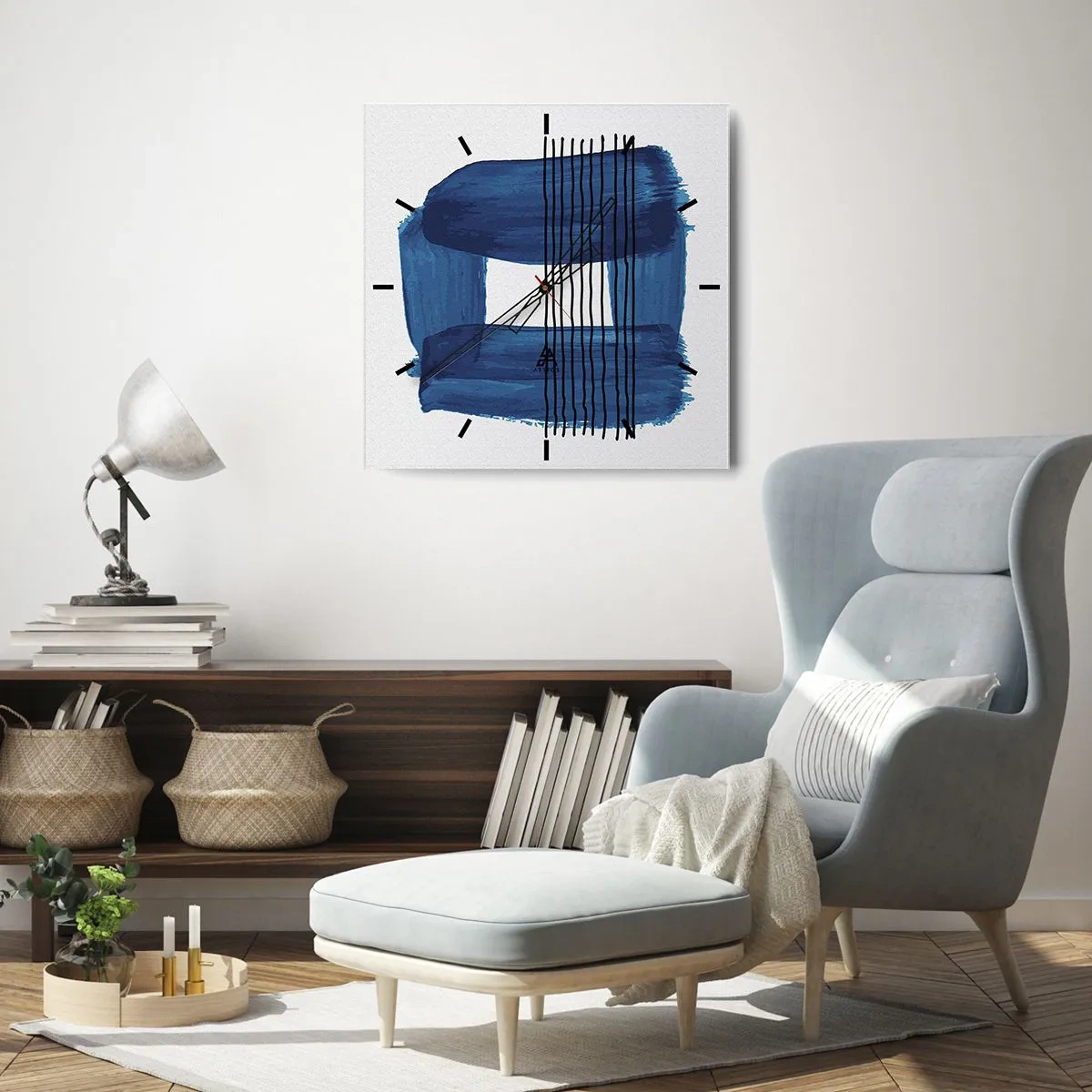 Nástěnné hodiny - Modročerná kompozice - 40x40 cm