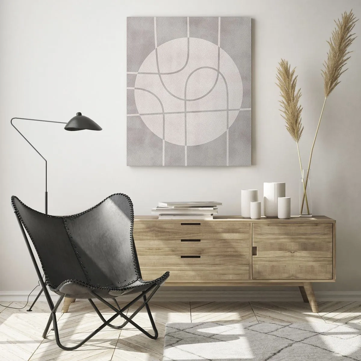 Obraz na skle - Kruhově a přímo - 50x70 cm