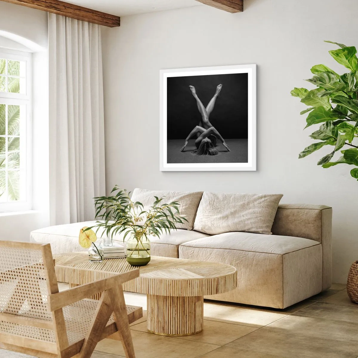 Plakát v bílém rámu - Geometrie nahoty - 40x40 cm