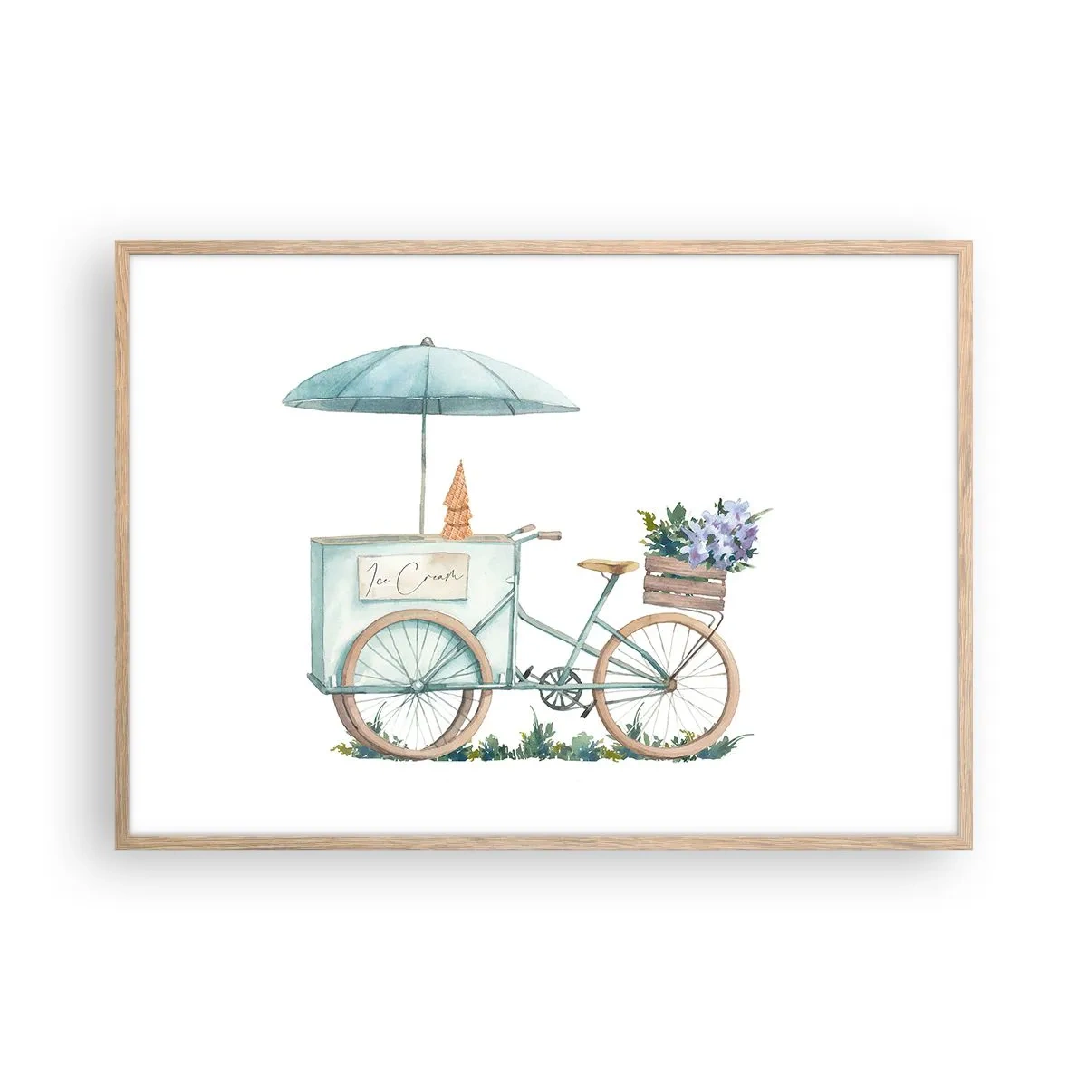 Plakát v rámu světlý dub - Sladká vzpomínka na léto - 100x70 cm