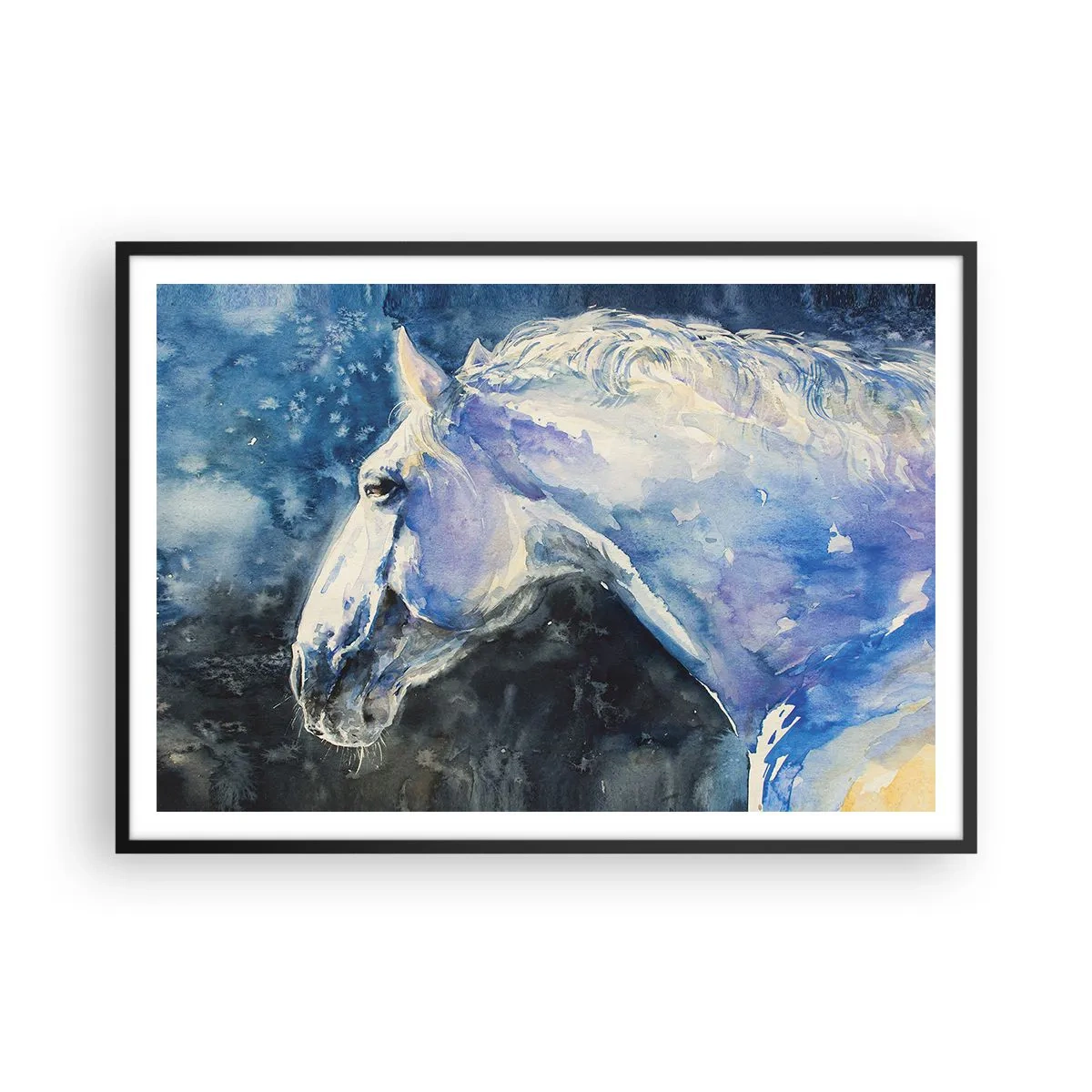 Plakát v černém rámu - Portrét v modré záři - 100x70 cm