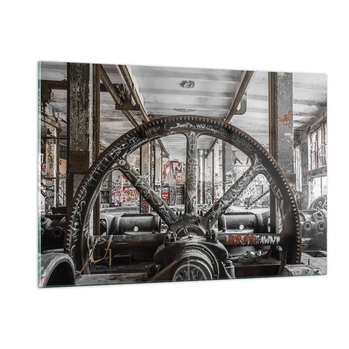 Obraz na skle - Tajný život továrny - 120x80 cm