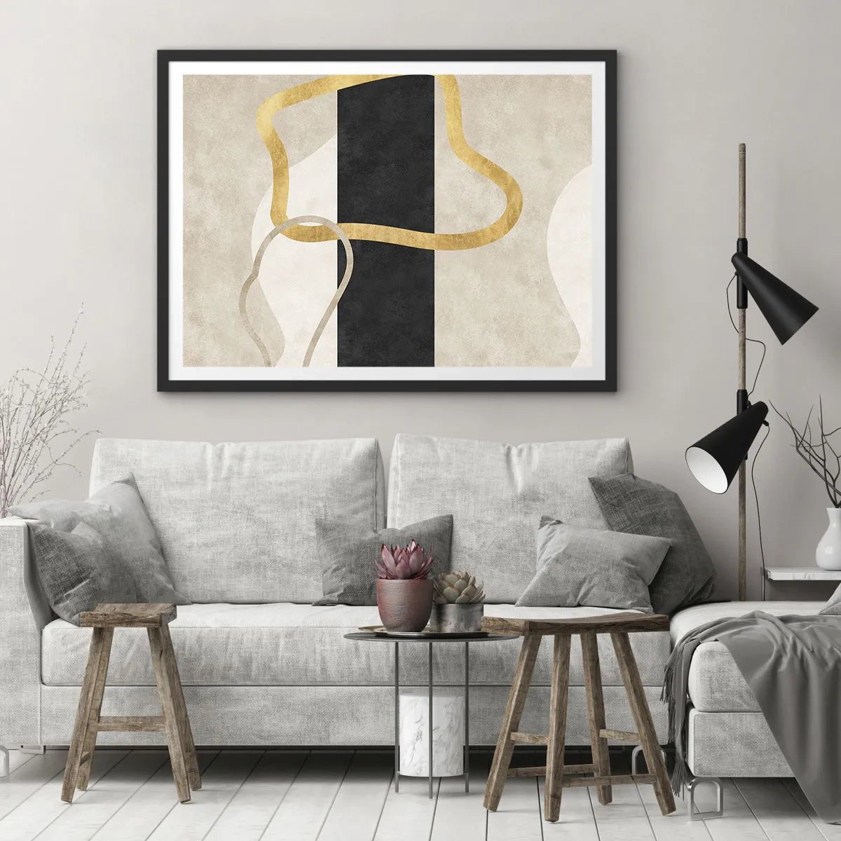 Plakát v černém rámu - Tvary ve smyčce - 70x50 cm