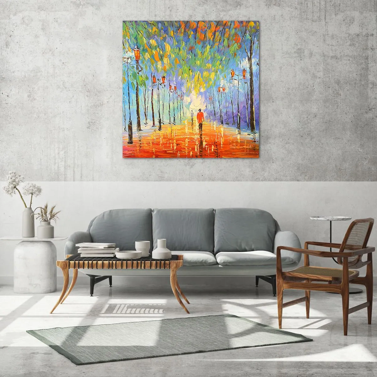 Obraz na skle - Noční píseň deště - 70x70 cm