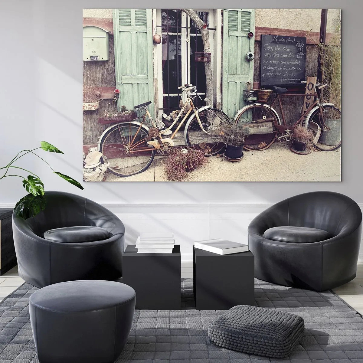 Obraz na skle - Provinční scenérie s koly - 70x50cm - Ať žije provincie - Moderní nástěnná dekorace do obývacího pokoje a ložnice ARTTOR