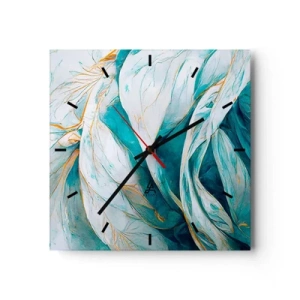 Nástěnné hodiny - Modrá abstrakce se zlatým motivem - 30x30 cm