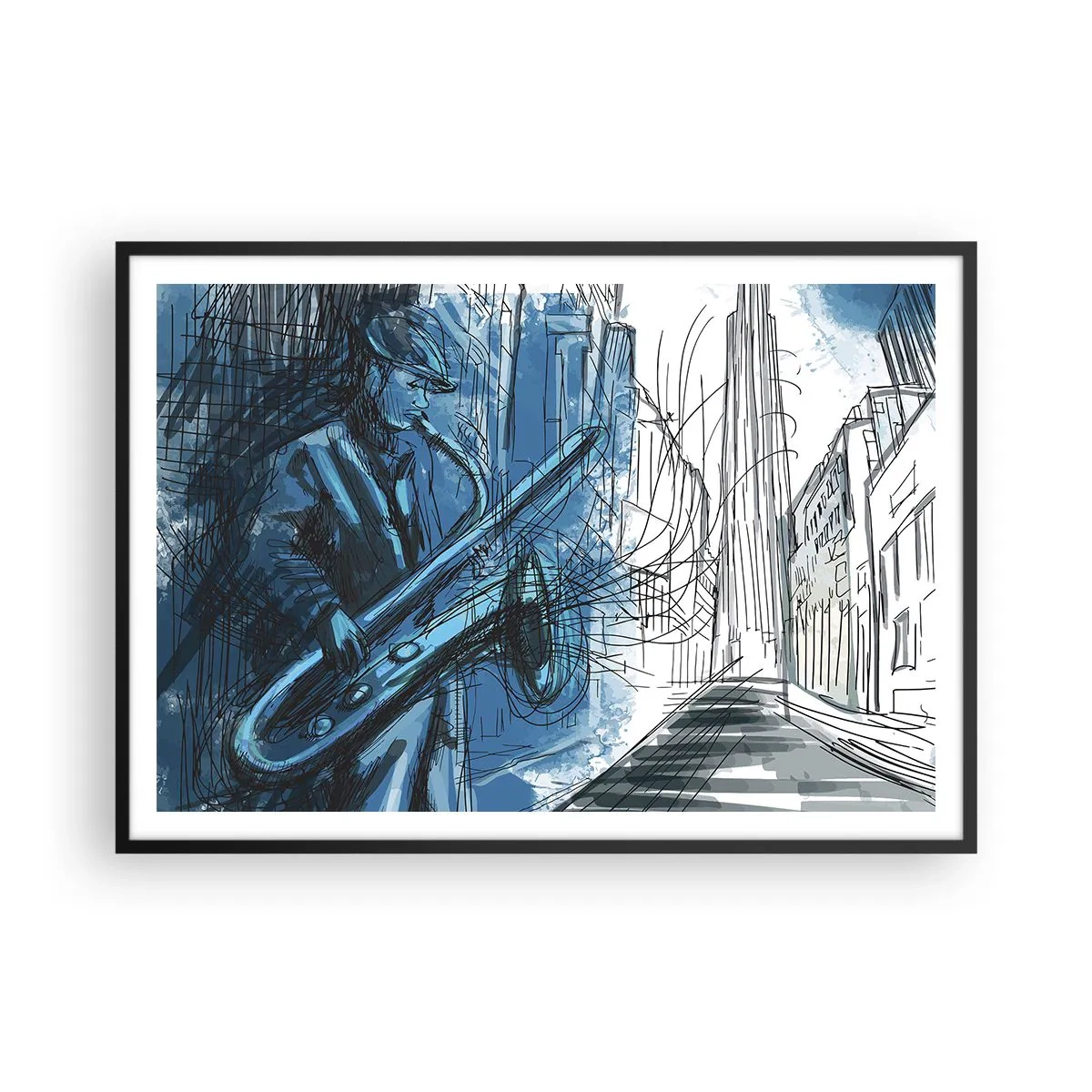 Plakát v černém rámu - Městská rapsodie - 100x70 cm