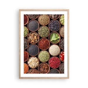 Plakát v rámu světlý dub - Všechny chutě světa - 50x70 cm