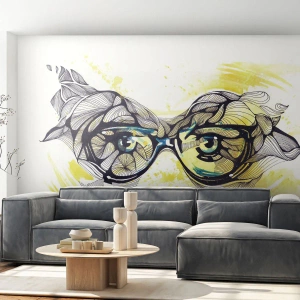 Fototapeta Samolepicí Deluxe Sticker - Přes modré brýle - Abstrakce, Dámské brýle, Ženské oči - 250x175 cm