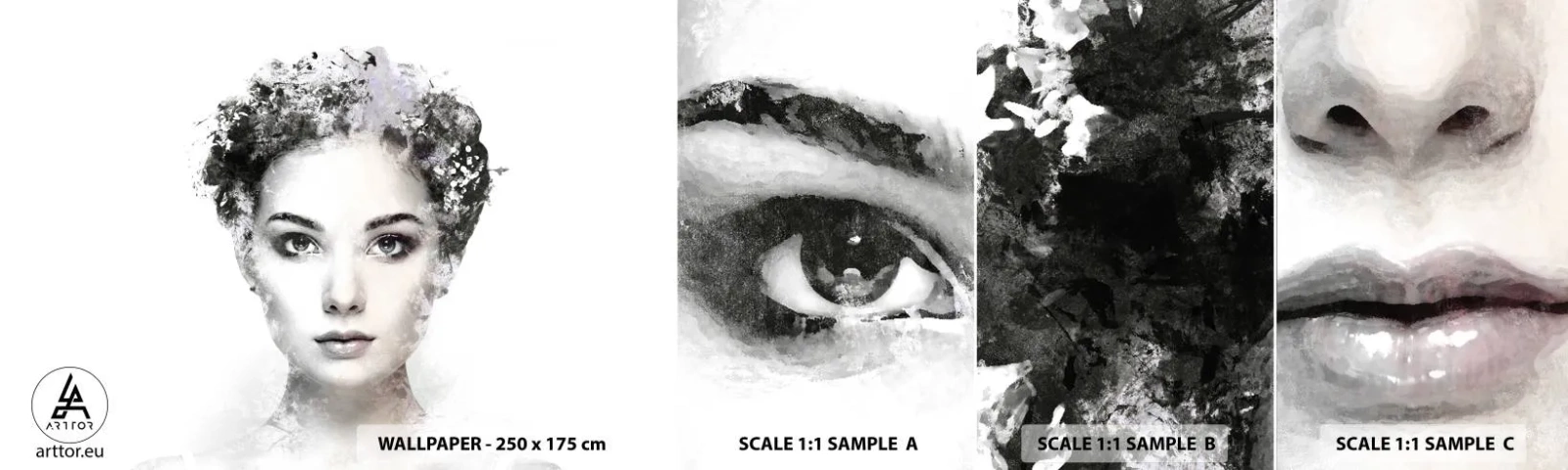 Vzor Fototapety Samolepicí Deluxe Sticker - Velmi stylový portrét - ženská tvář, Žena, Abstrakce - 100x30 cm