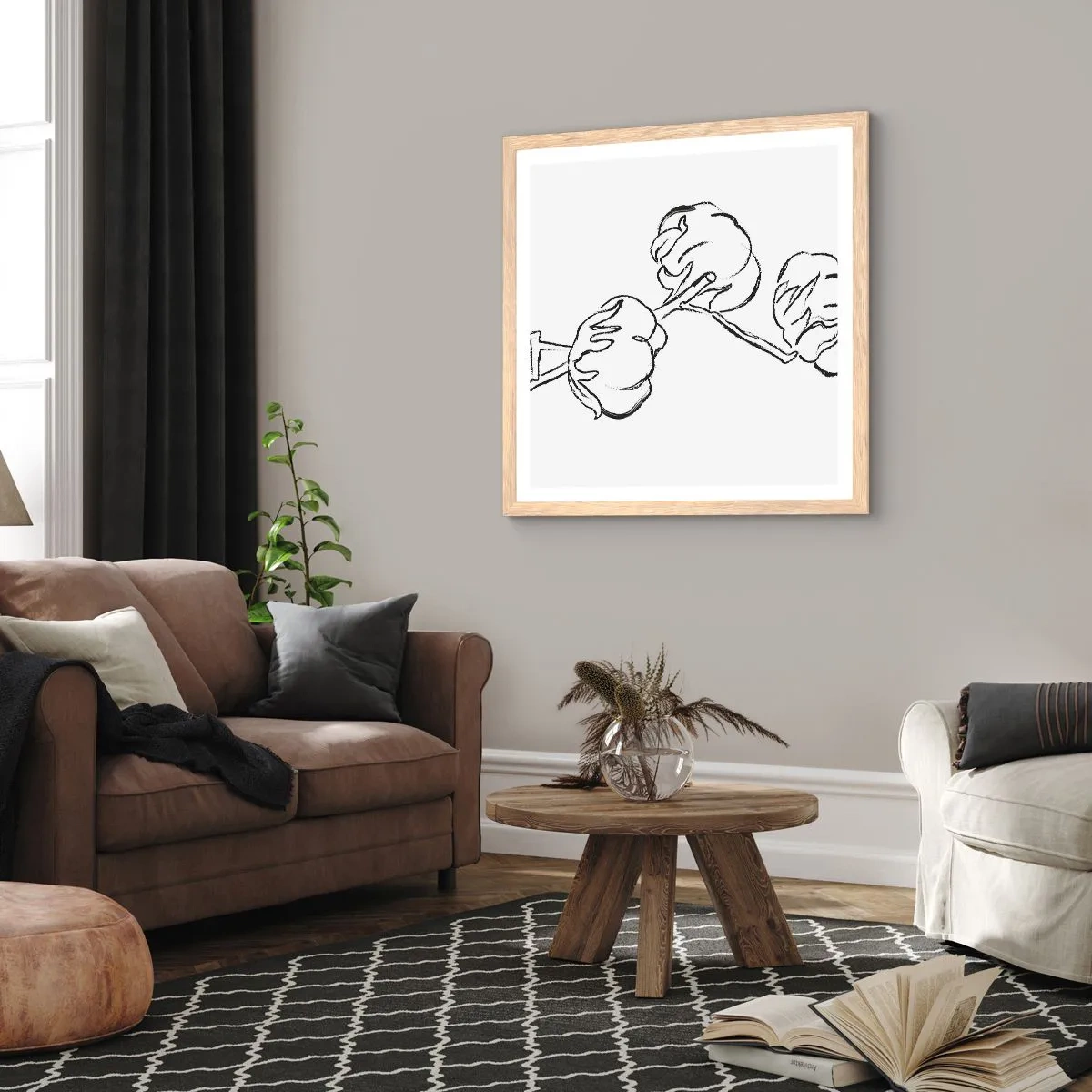 Plakát v rámu světlý dub - Bavlněné chmýří - 60x60 cm