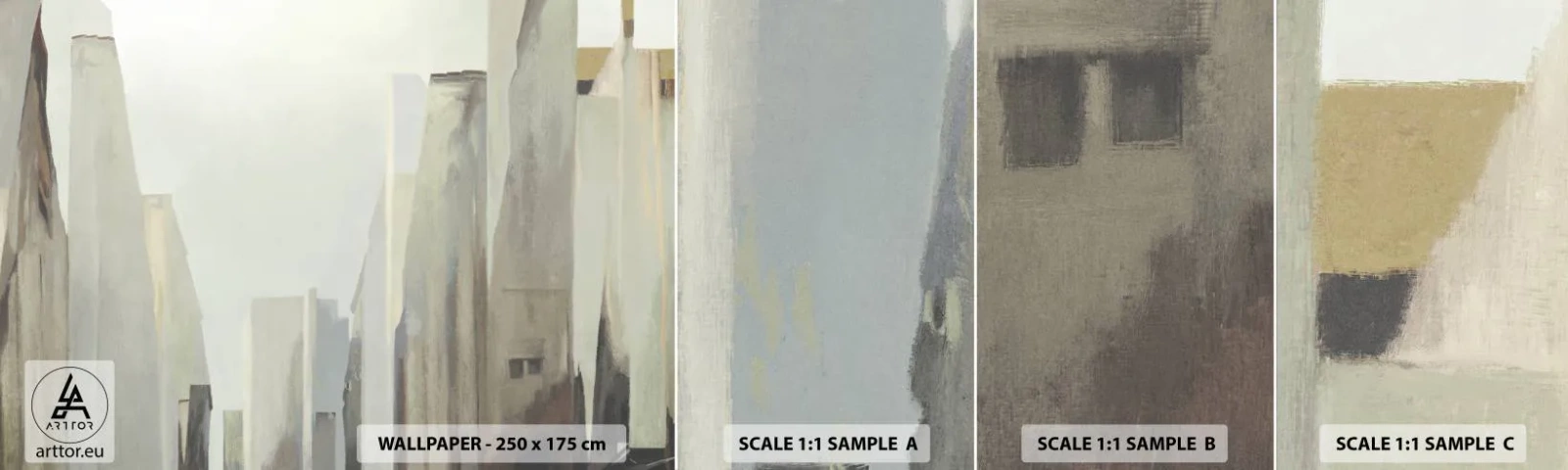 Vzor Fototapety Samolepicí Deluxe Sticker - Sen o městě - Minimalistický, Jasný, Město - 100x30 cm