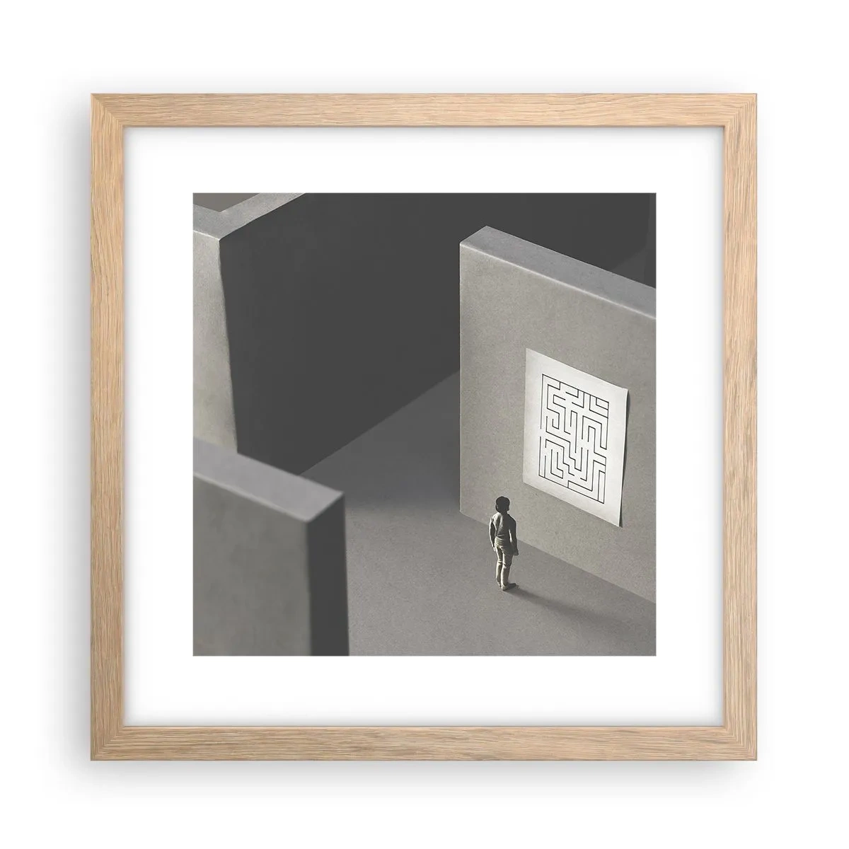 Plakát v rámu světlý dub - Kde to ale jsem? - 30x30 cm