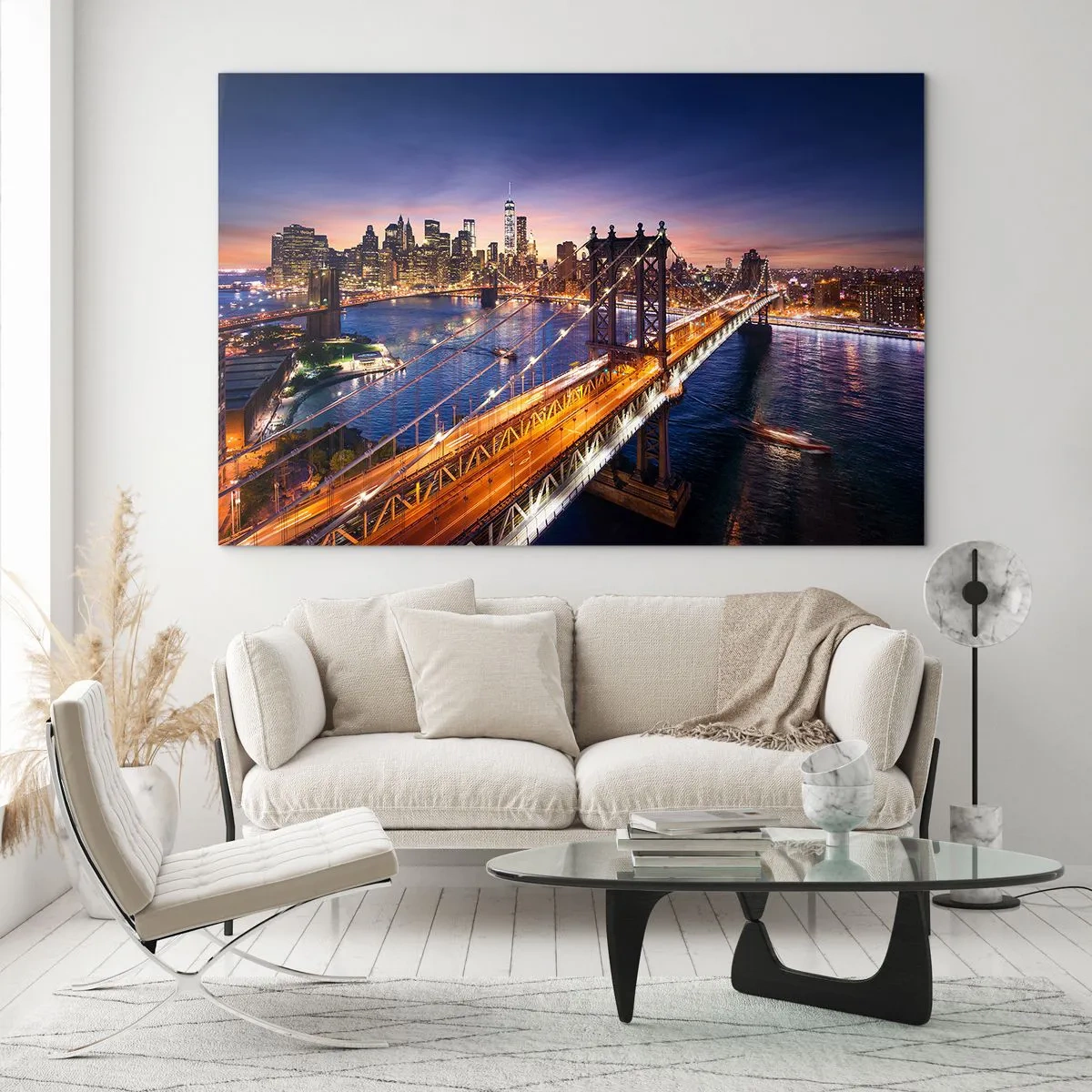 Obraz na skle - Zářící most do srdce města - 100x70 cm