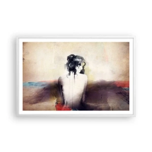 Plakát v bílém rámu - Jemné linie, oválné tvary - 91x61 cm