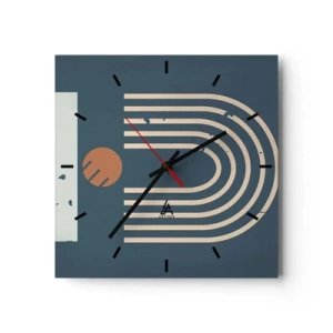 Nástěnné hodiny - Geometrie v námořnické modři - 30x30 cm