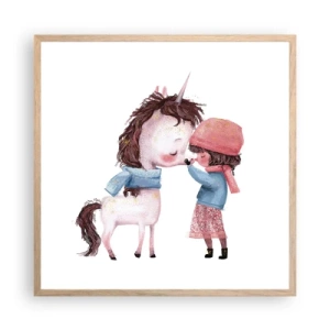 Plakát v rámu světlý dub - Zimní příběh - 60x60 cm