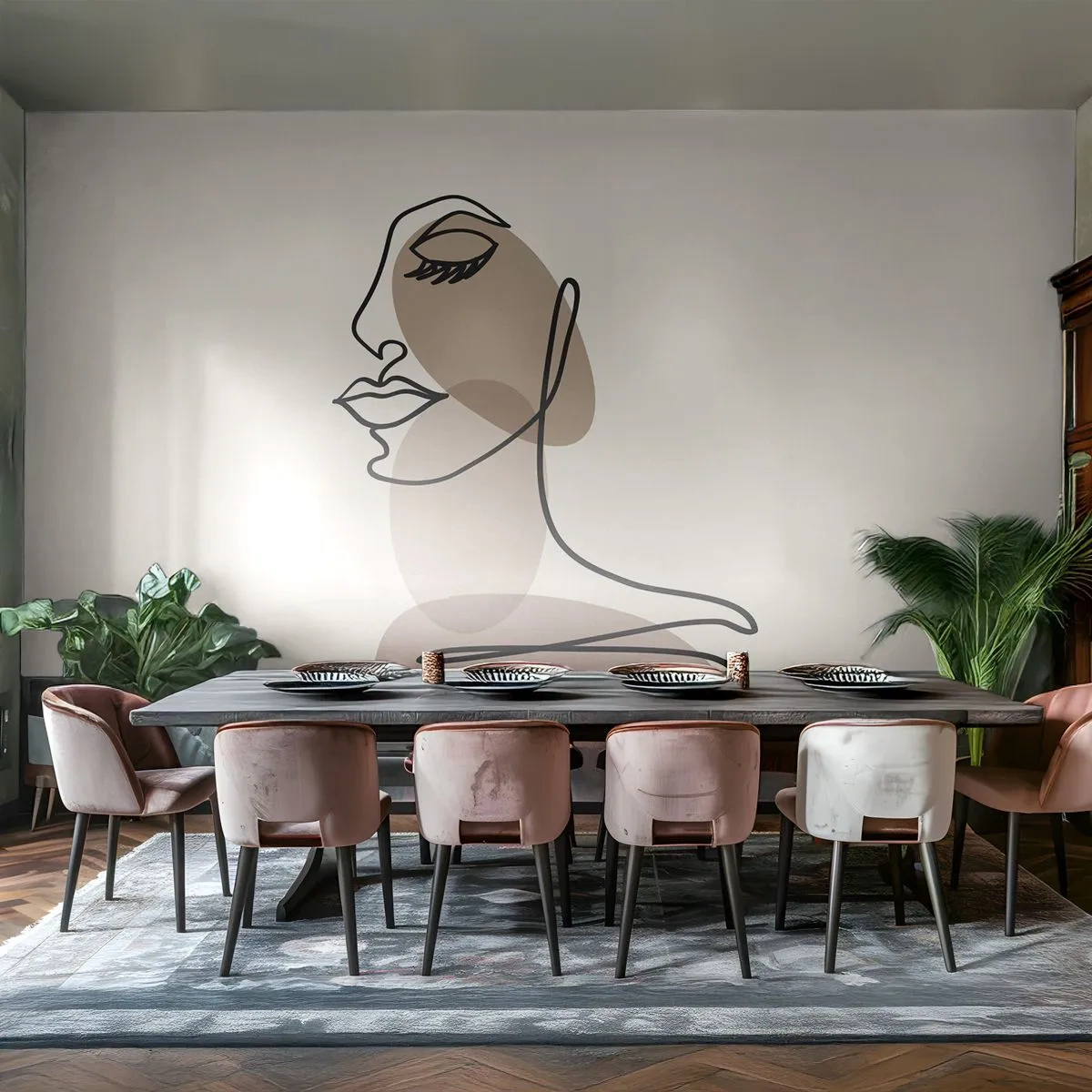Fototapeta Premium Canvas - Určitá linie krásy - Abstrakce, ženská tvář, Grafika - 250x175 cm