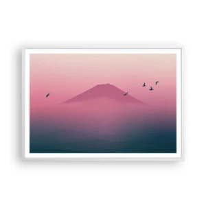 Plakát v bílém rámu - Poutníci nad oblaky - 100x70 cm